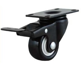 金钻黑漆平底双刹黑色PU轮