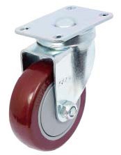 中型蓝锌平底活动枣红色PU轮