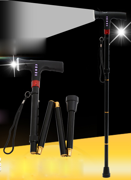 收音机折叠拐杖 老人户外登山杖