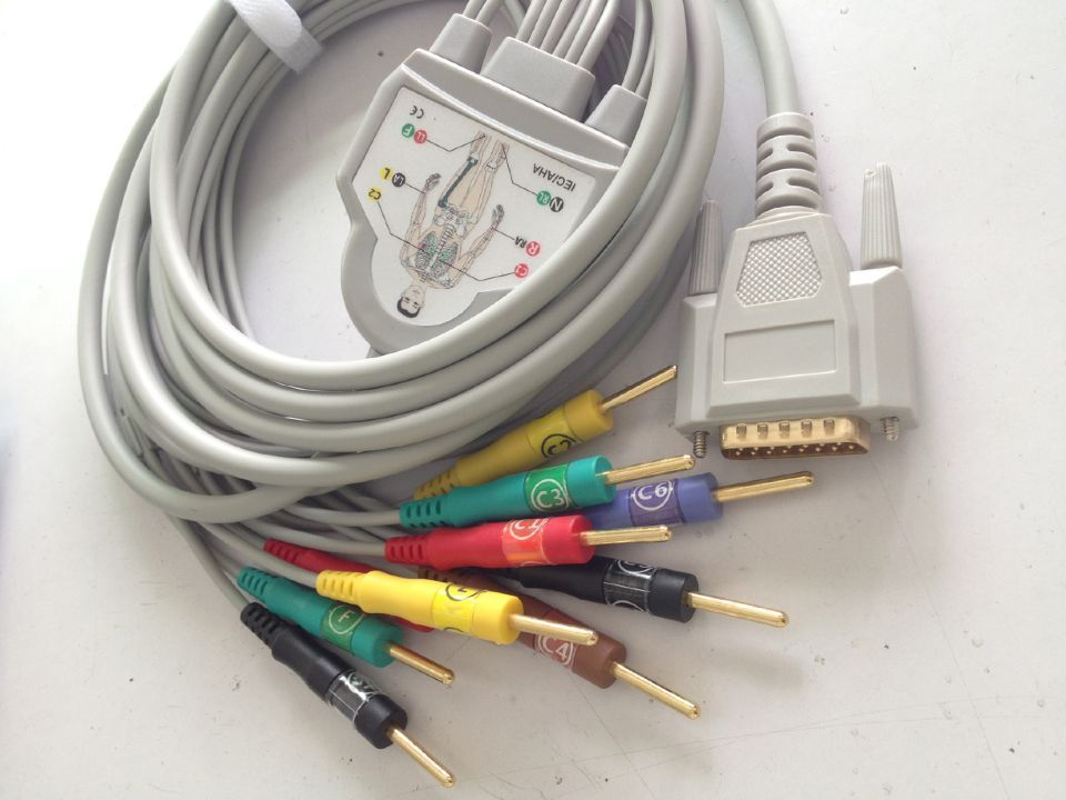 适用于EDAN理邦心电图机十二导联线/一体心电图机ECG电缆/心电导联线