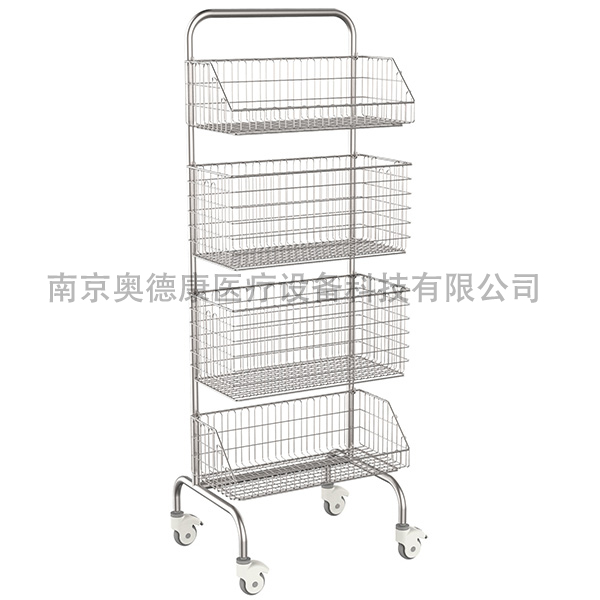 单列不锈钢耗材分类管理车篮筐推车不锈钢转运车可移动多层置物架