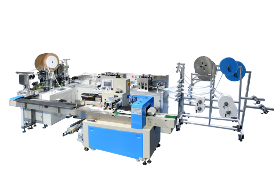 平面内耳带口罩机一拖一包装连线