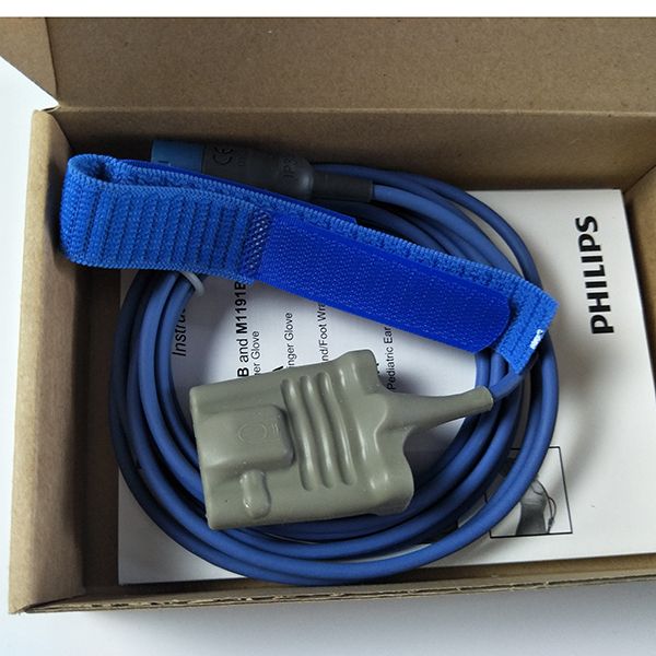 飞利浦全新原装进口成人加长型D头8针3米 一体血氧探头脉搏血氧成人指套 重复用 REF:989803