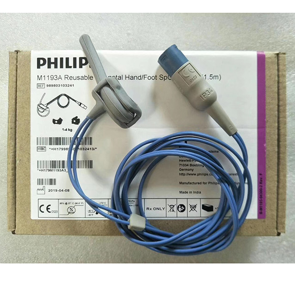 飞利浦原装进口D头8针一体新生儿手/足式捆绑式1-4kg血氧探头脉搏血氧传感器重复性1.5m长订货号