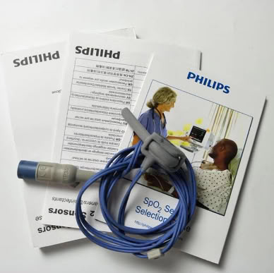 Philips原装进口儿童成人耳夹式血氧探头M1194A-8针-1.5米