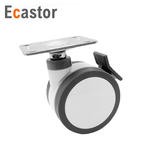 TPR全塑双片带刹医疗脚轮