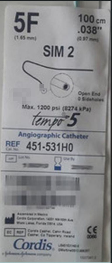 强生Cordis 造影导管 451-531H0, 451-535H0  451-543H0